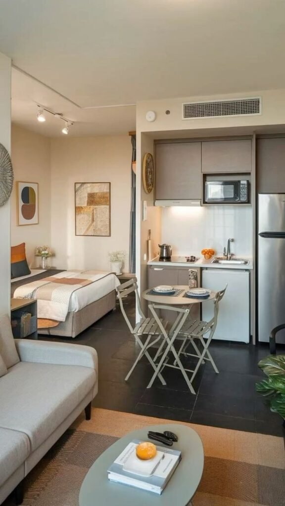 The Kitchen Directly Faces the Bed